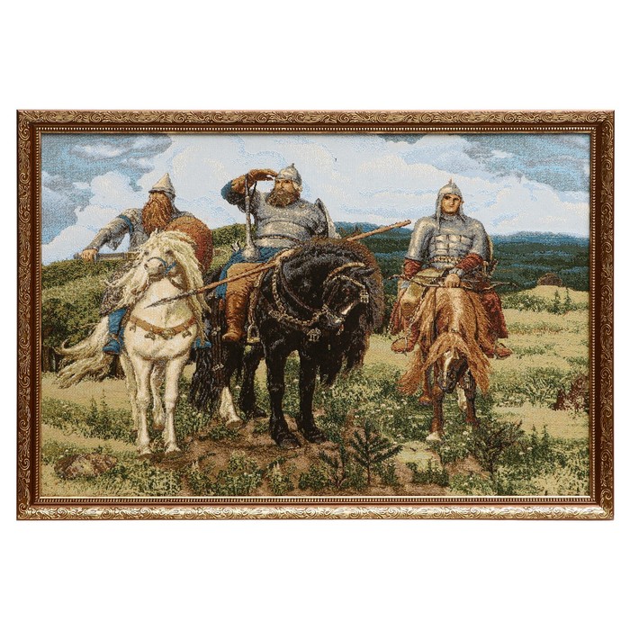 Гобеленовая картина Три богатыря 76х52 см(80х57см)