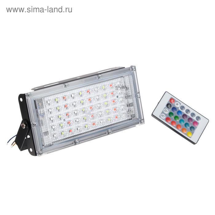 фото Прожектор светодиодный модульный luazon lighting, rgbw, с пультом, 45вт, ip65, 220в черный