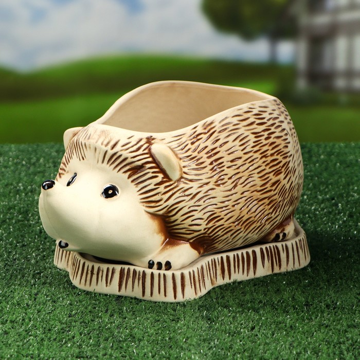 Фигурное кашпо "Ёж" шамот, 3 л