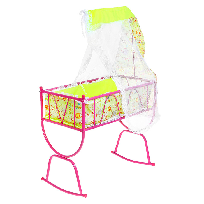 Кроватка для кукол № 7 с балдахином, цвета МИКС