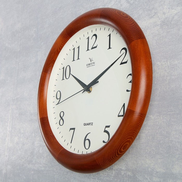 Часы настенные круглые "Классика", деревянные