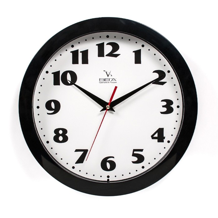 Часы настенные классические, круглые, черно-белые