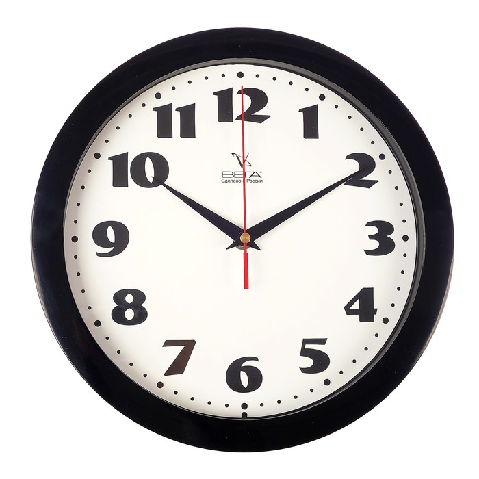 Часы настенные классические, круглые, черно-белые