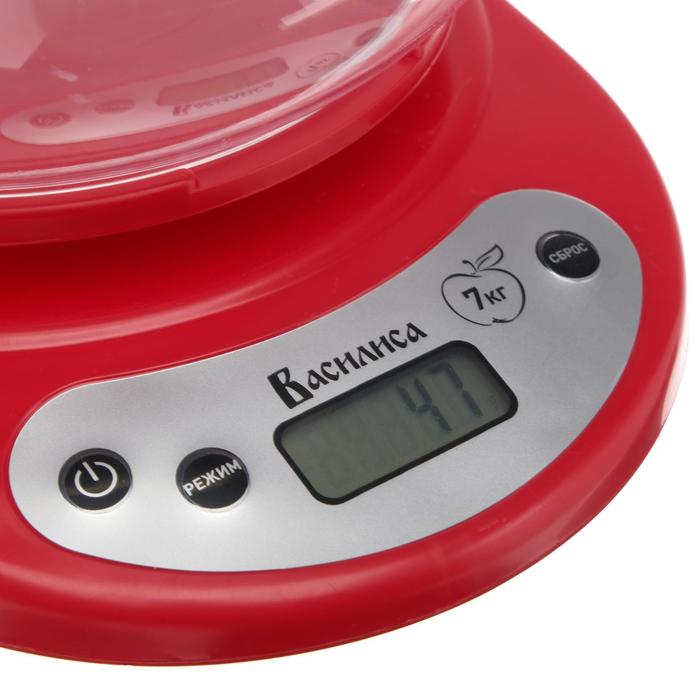 Весы кухонные "ВАСИЛИСА" ВА-010, электронные, до 7 кг, красные