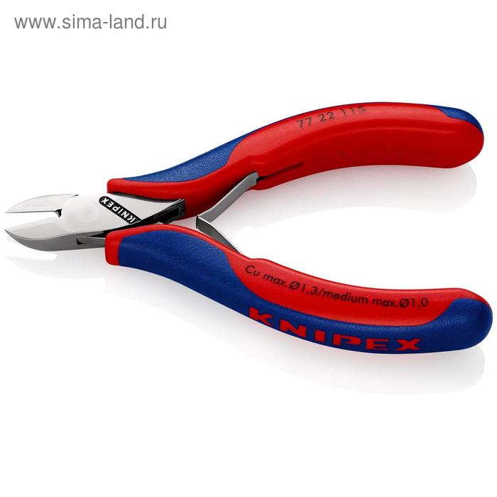 

Бокорезы KNIPEX KN-7722115, двухкомпонентные рукоятки, 115 мм, для электроники