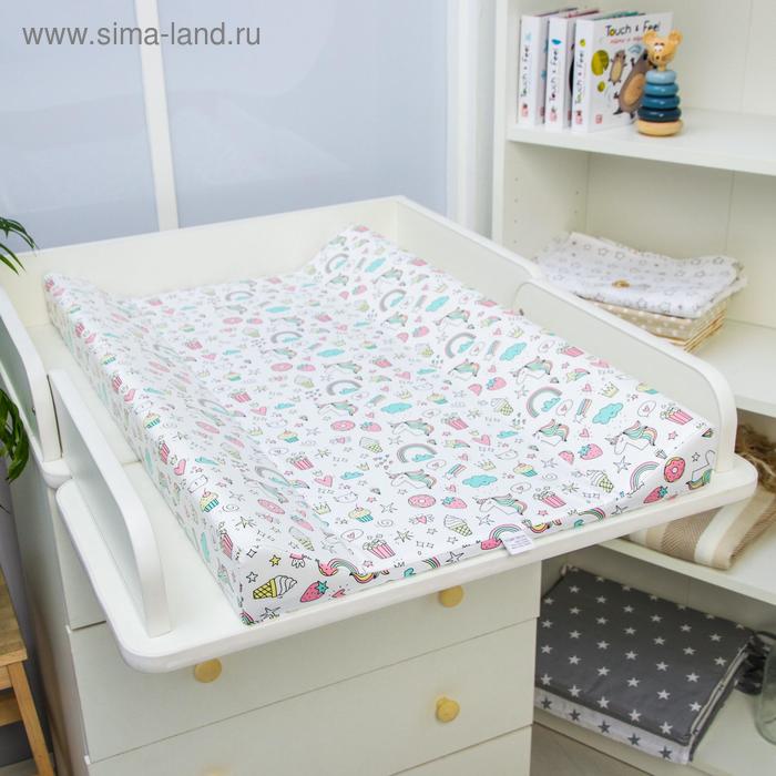 фото Доска пеленальная polini kids единорог сладости, для детских кроватей, розовый