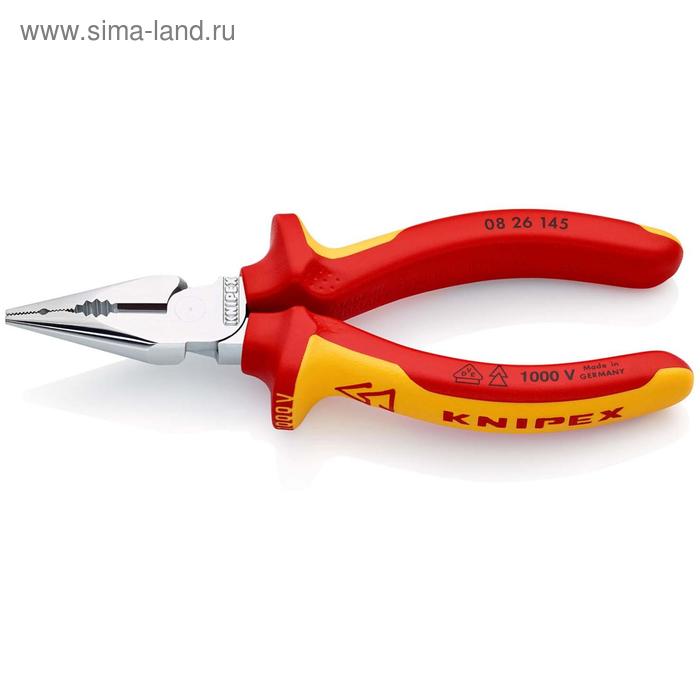 

Плоскогубцы KNIPEX KN-0826145, с удлиненными губками, 145 мм, двухкомпонентные рукоятки