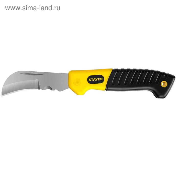 Нож монтерский STAYER Professional 45409, складной, изогнутое лезвие нож универсальный складной тундра 2к рукоятка изогнутое лезвие нержавеющая сталь