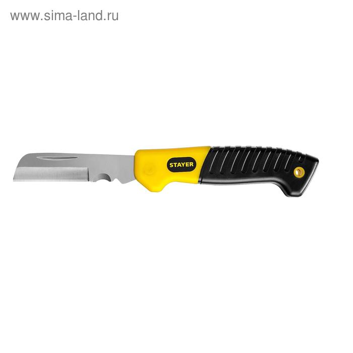 Нож монтерский STAYER Professional 45408, складной, прямое лезвие нож navigator 82 362 nht nmd01 185 диэлектрический прямое лезвие