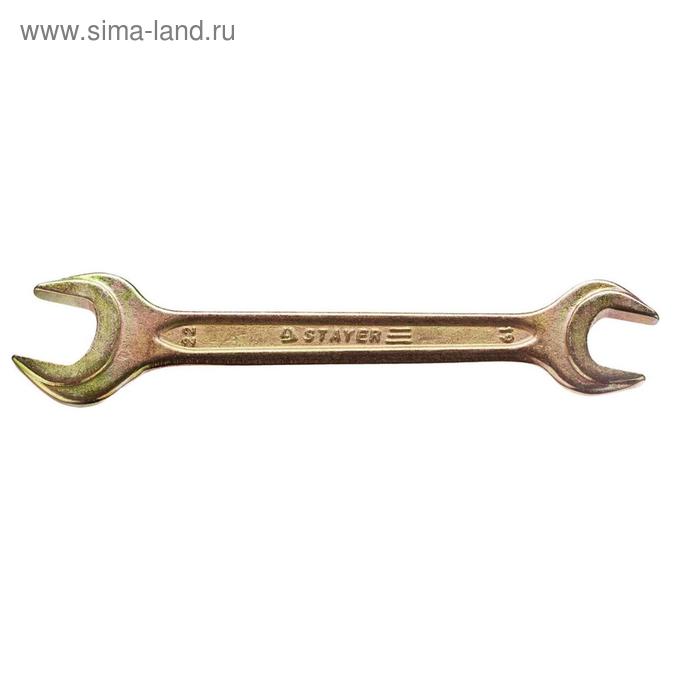 Ключ рожковый гаечный STAYER 27038-19-22, 19 x 22 мм ключ накидной гаечный stayer 27135 18 19 изогнутый 18 x 19 мм
