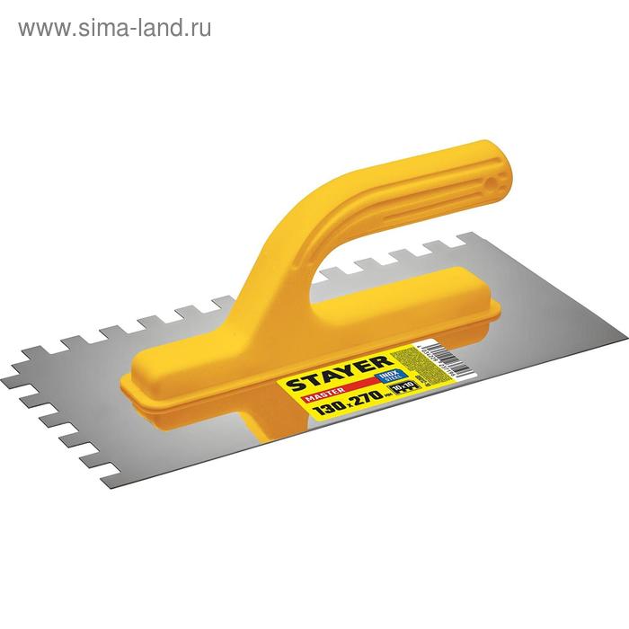 

Гладилка STAYER Master 08012-10, 10х10 мм, нержавеющая, пластиковая ручка, 130х270 мм