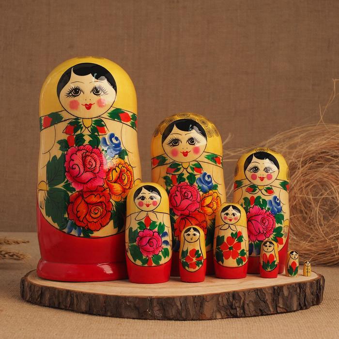 фото Матрёшка «русская красавица», жёлтый платок, 9 кукольная, 20 - 22см