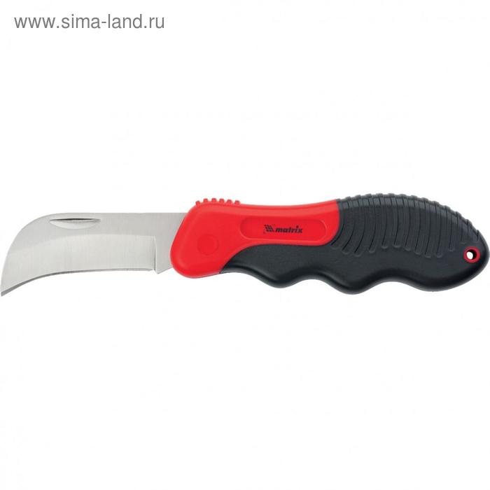Нож электрика Matrix 78986, складной, изогнутое лезвие, эргономичная рукоятка нож монтерский stayer professional 45409 складной изогнутое лезвие