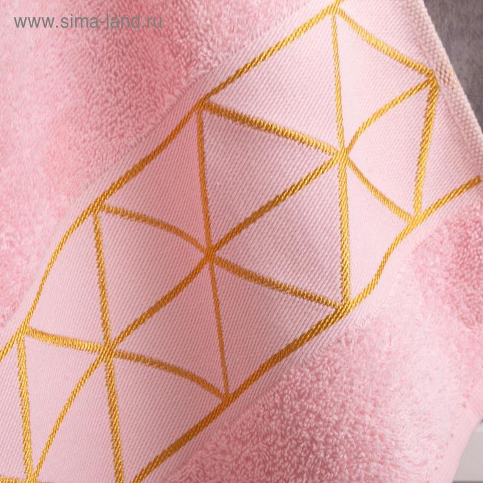 фото Полотенце махровое "ромбы" розовое 30х70 см, 100% хлопок, 370гр/м2 этель