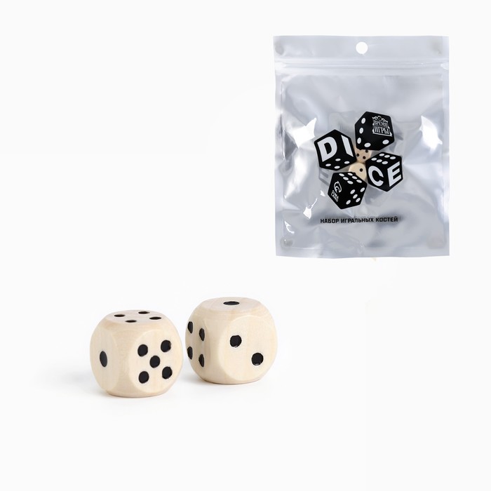 

Кубики игральные, 1.4 х 1.4 см, набор 2 шт, дерево