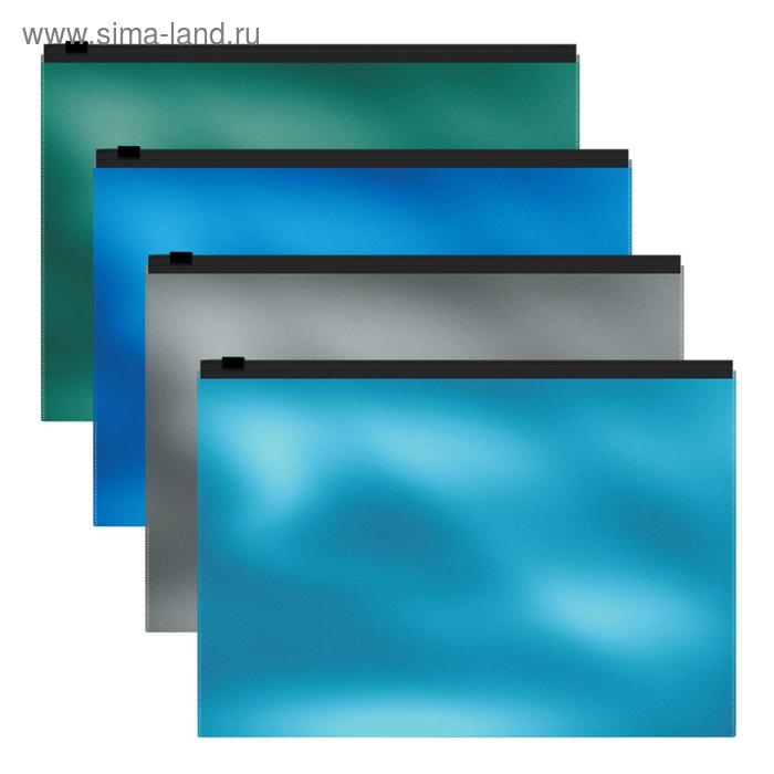

Папка-конверт на ZIP-молнии А4, 180 мкм, ErichKrause Glossy Ice Metallic, до 100 листов, микс