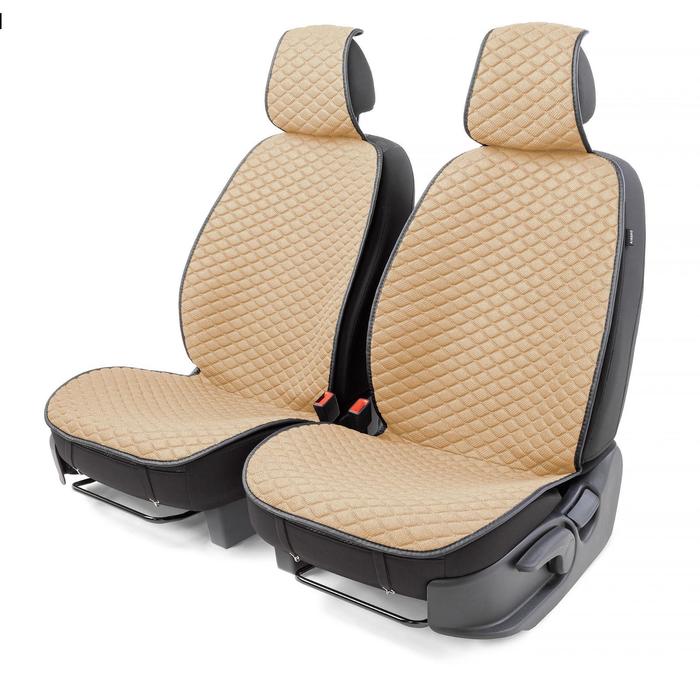 Накидки на передние сиденья Car Performance, 2 шт, fiberflax (лен), ромб, бежевый