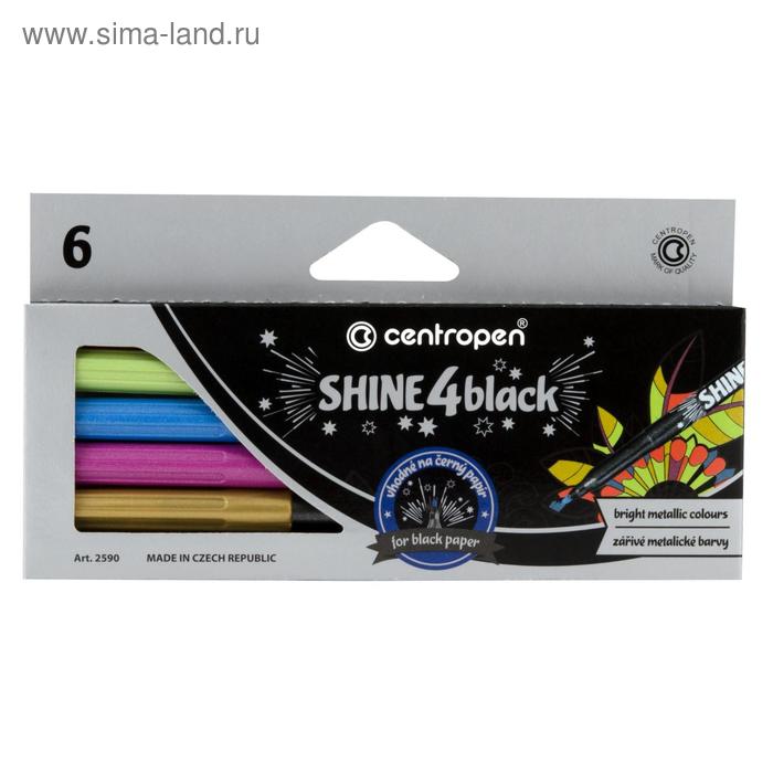 

Фломастеры 6 цветов, Centropen Metallic 2590/01 SHINE, 1.0 мм, для черной бумаги, картонная упаковка