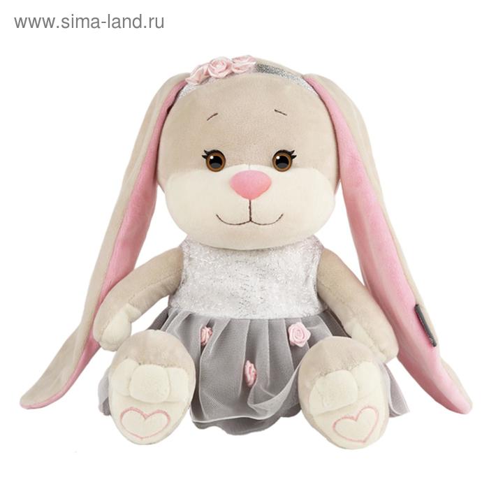 фото Мягкая игрушка «зайка lin» в сером платье с розовыми вставками, 25 см jack&lin