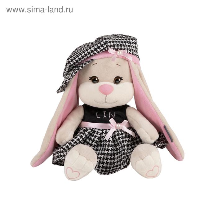 Мягкая игрушка «Зайка Lin» в клетчатом платьице и шапочке, 20 см