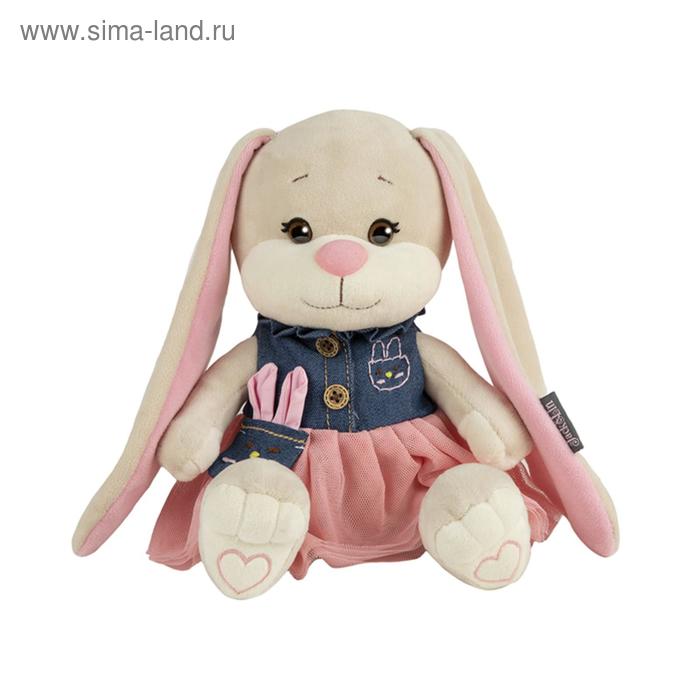 Мягкая игрушка «Зайка Lin» в сине-розовом платьице, 20 см