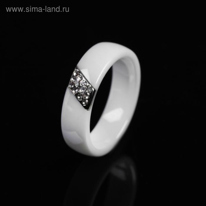 фото Кольцо керамика "диагональ", цвет белый, 18 размер vel vett
