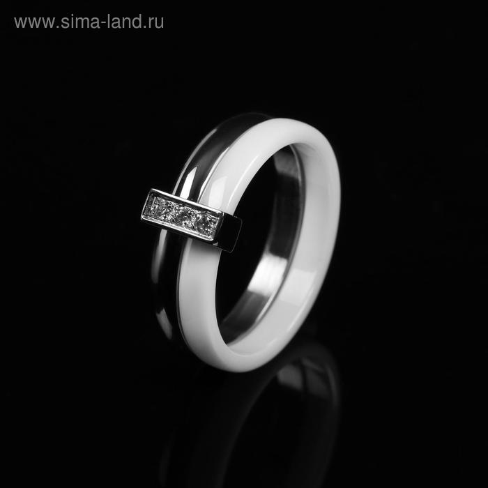 фото Кольцо керамика "дуэт", цвет белый в серебре, 18 размер vel vett