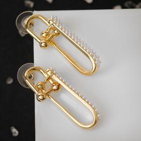 

Серьги с жемчугом "Арка" двойная, цвет белый в золоте, h=3,5