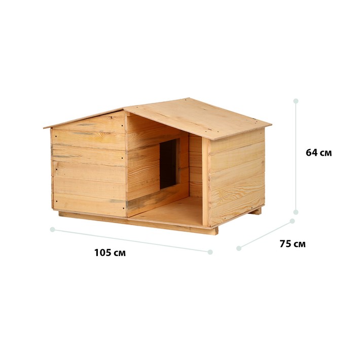 Будка для собаки, 105 × 75 × 64 см, деревянная, с крышей