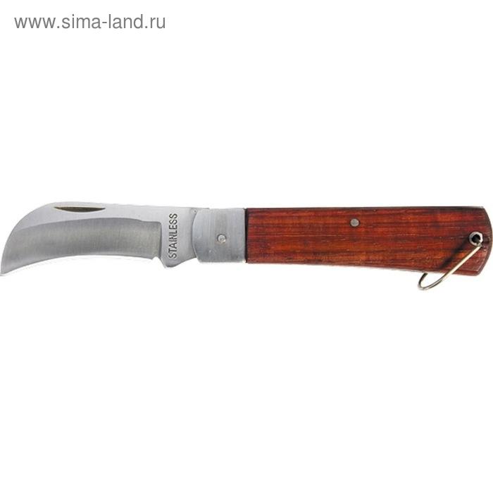 Нож складной Sparta 78999, загнутое лезвие, деревянная ручка, 200 мм нож складной 200 мм прямое лезвие деревянная ручка sparta