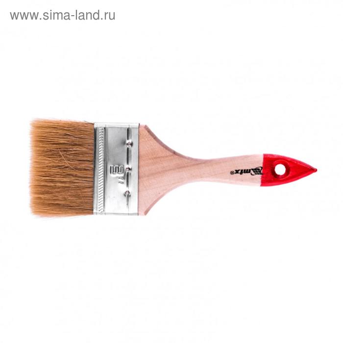   Сима-Ленд Кисть плоская MTX 82540, стандарт, натуральная щетина, деревянная ручка, 75 мм