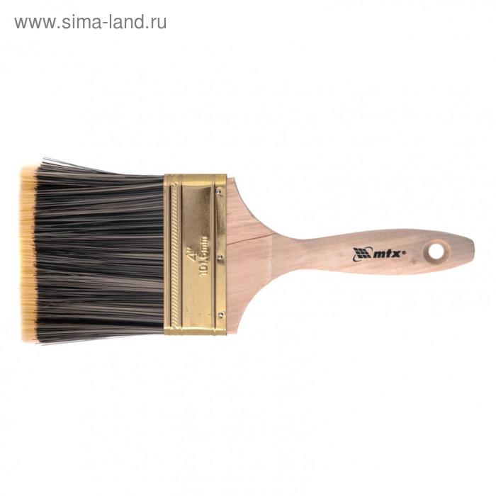   Сима-Ленд Кисть плоская MTX 83228, Golden, искусственная щетина, деревянная ручка, 4