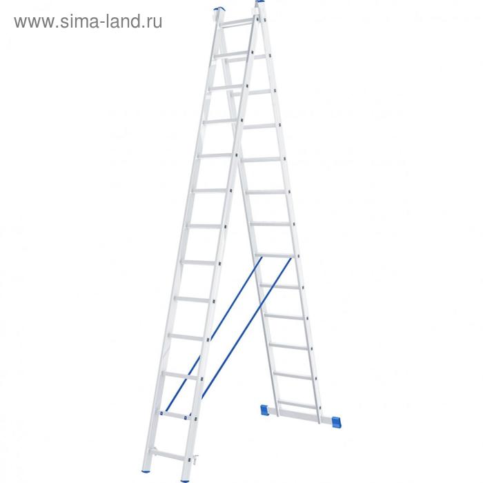 Лестница Сибртех 97913, алюминиевая, двухсекционная, 2 х 13 ступеней лестница 2 х 9 ступеней алюминиевая двухсекционная россия сибртех