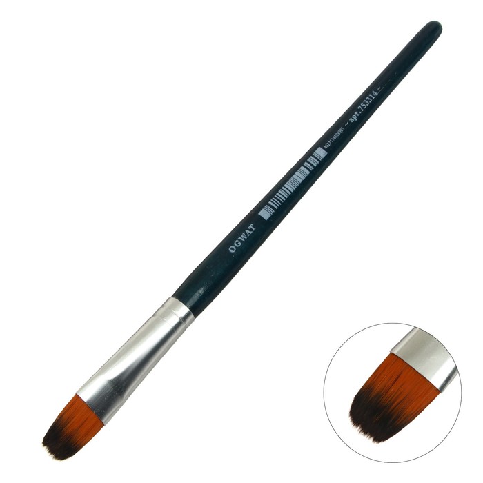 

Кисть плоскоовальная, Andy, № 14, d-14.0 мм, L-17 мм (короткая ручка), синий лак, «Малевичъ», синтетика