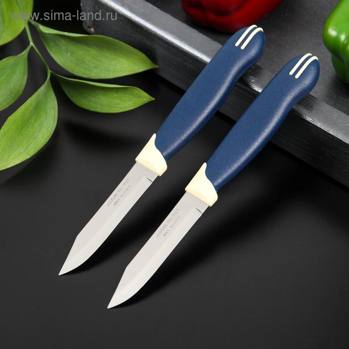 фото Нож кухонный tramontina multicolor, для овощей, лезвие 8 см, цена за 2 шт