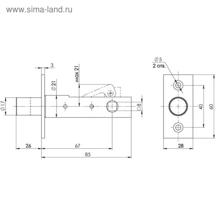 фото Задвижка врезная db 867 cp 67мм, цвет хром fuaro