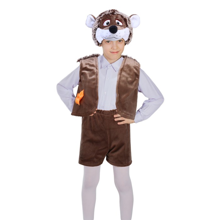 Карнавальный костюм «Ёжик», маска-шапочка, шорты, жилет, рост 122-128 см