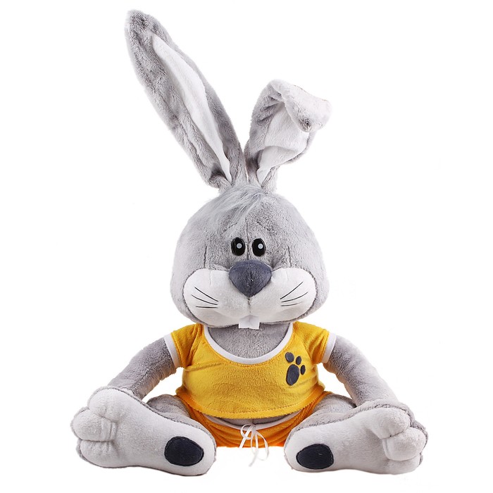 Мягкая игрушка "Заяц Смайлик", цвет серый, 45 см