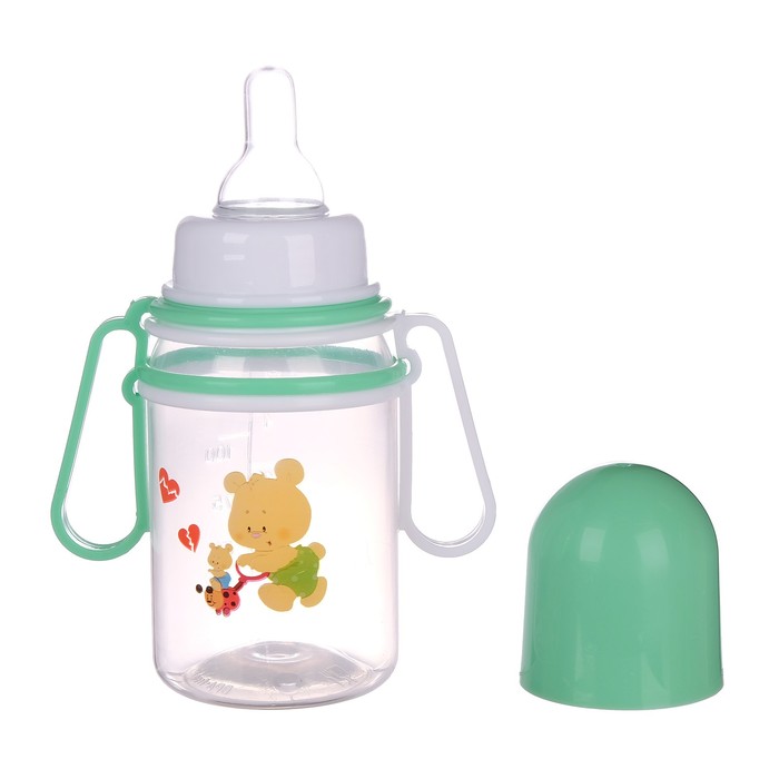 Бутылочка для кормления «Весёлые животные» с передвижными ручками, 150 мл, от 0 мес., цвета МИКС