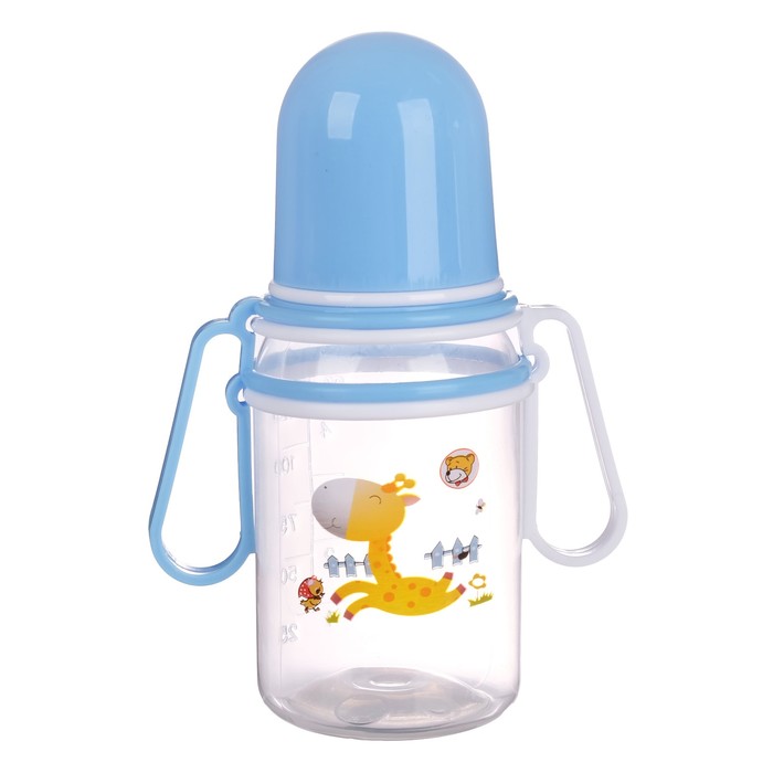Бутылочка для кормления «Весёлые животные» с передвижными ручками, 150 мл, от 0 мес., цвета МИКС