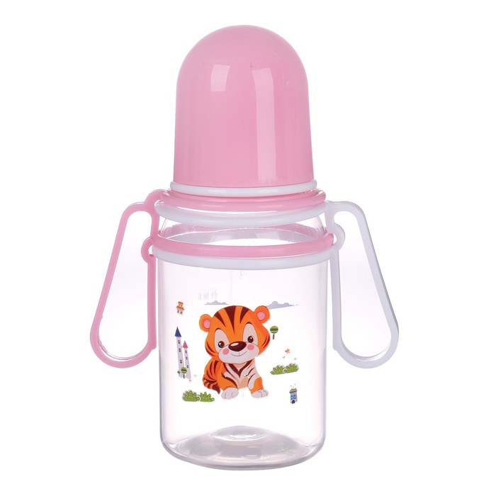 Бутылочка для кормления «Весёлые животные» с передвижными ручками, 150 мл, от 0 мес., цвета МИКС