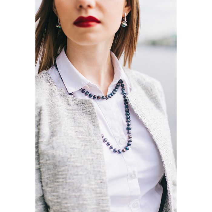 Бусы "Жемчуг речной" цвет серый, 44см