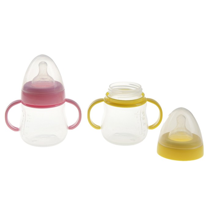 Бутылочка для кормления без рисунка 180 мл, от 0 мес., цвета МИКС