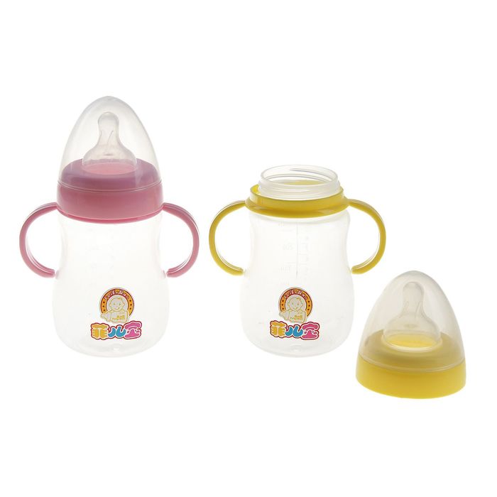 Бутылочка для кормления «Карапуз» с ручками, 300 мл, от 0 мес., цвета МИКС