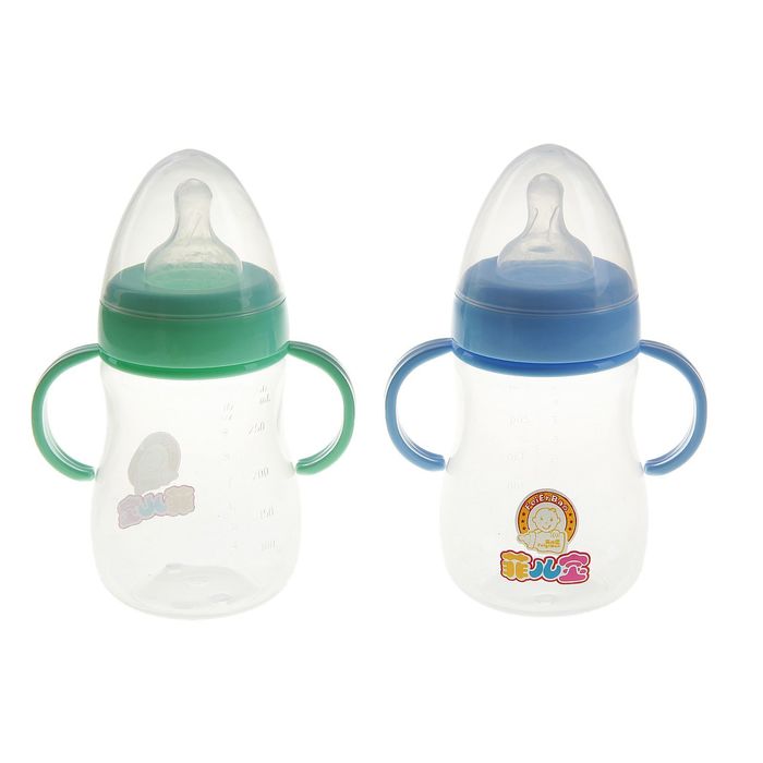 Бутылочка для кормления «Карапуз» с ручками, 300 мл, от 0 мес., цвета МИКС