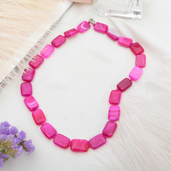 Бусы прямоугольник "Агат розовый", 45см
