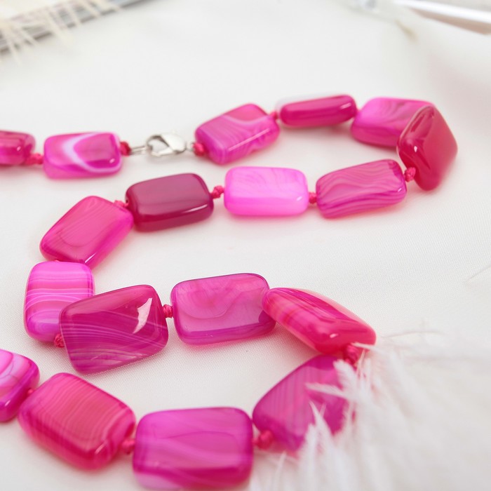 Бусы прямоугольник "Агат розовый", 45см