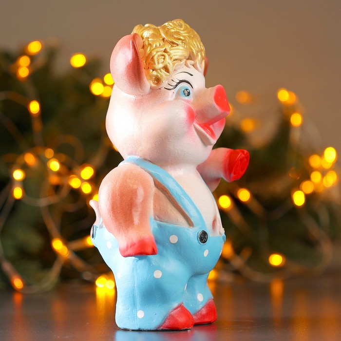 Копилка "Поросёнок Хрюша - синие штаны" гипс