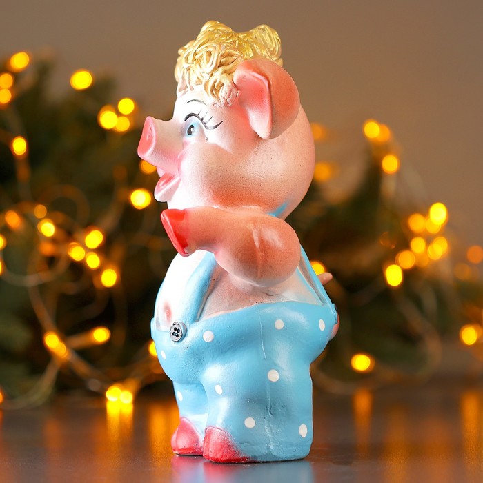 Копилка "Поросёнок Хрюша - синие штаны" гипс