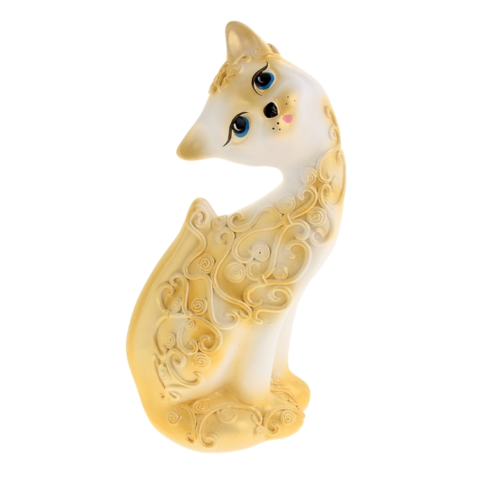 Сувенир "Кошка Алёнка" Розы белая с золото